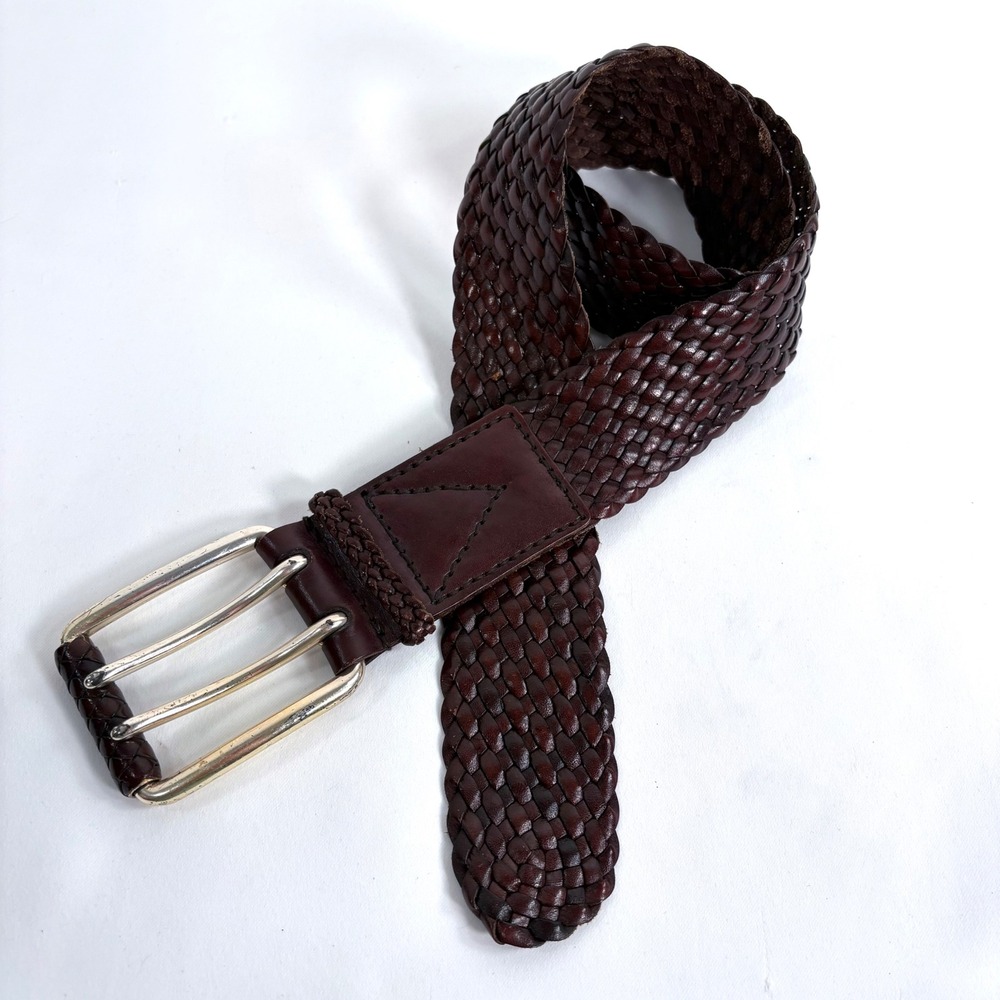 Michael Kors Belt Dark Brown Braided Full Grain Leather Double Prong Small